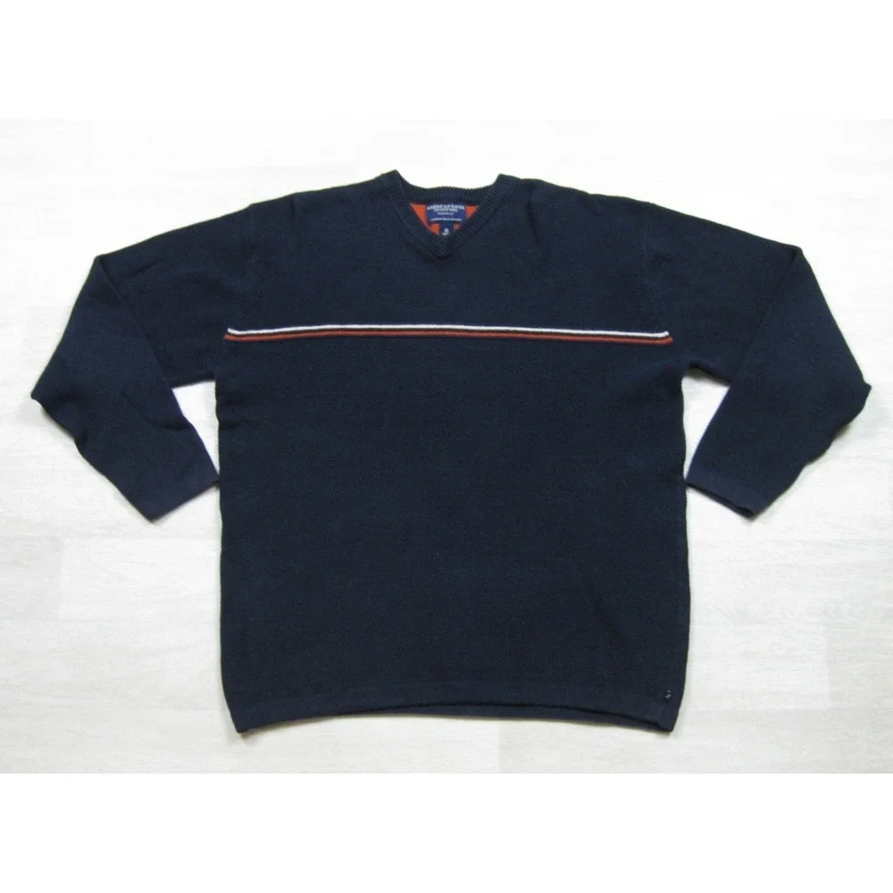 Vintage Y2K American Eagle Sweater Men's (M) Stripe Cyber Skate Grunge 90s